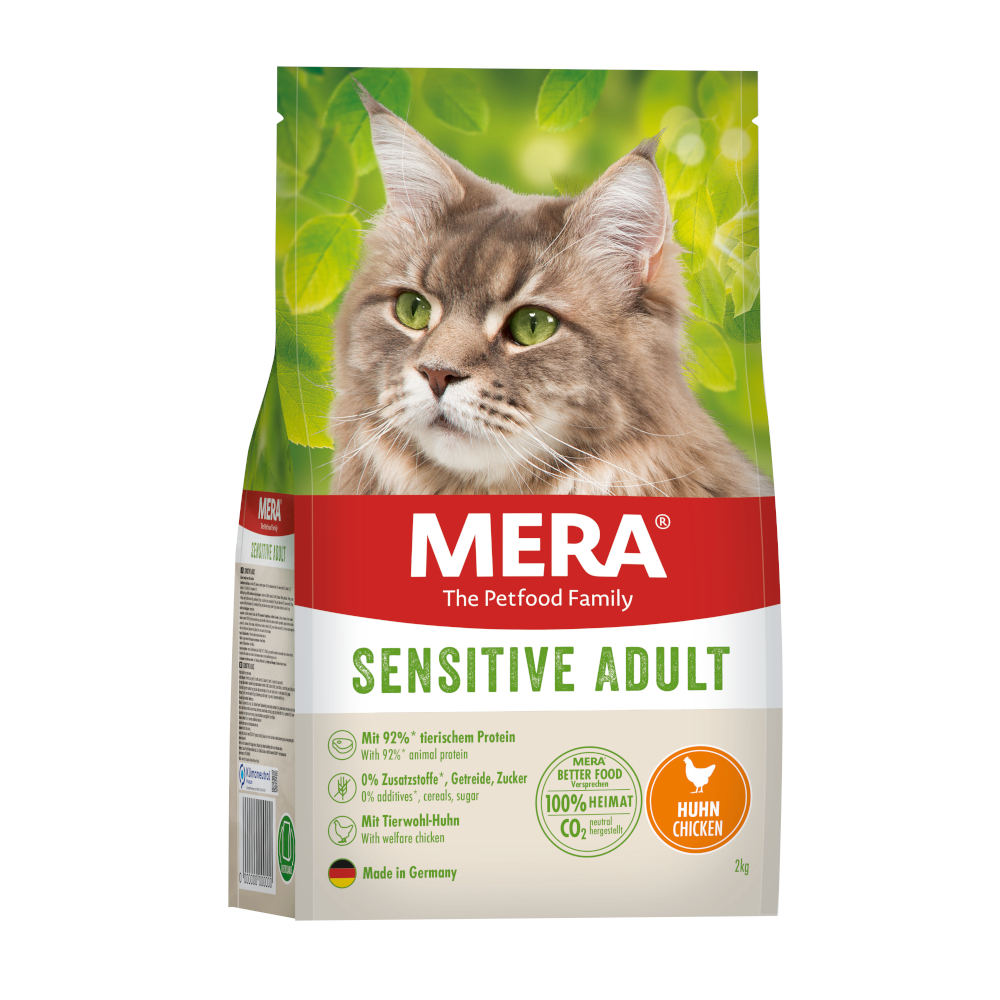 foto del prodotto mera cats sensitive adult pollo crocchette per gatti 2 kg