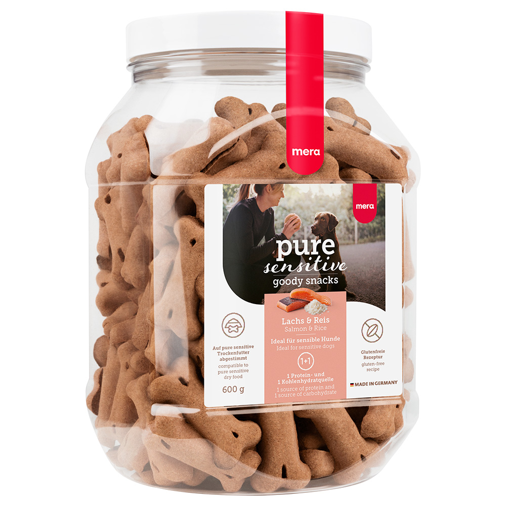 foto del prodotto mera pure goody snack per cane 600 g salmone riso