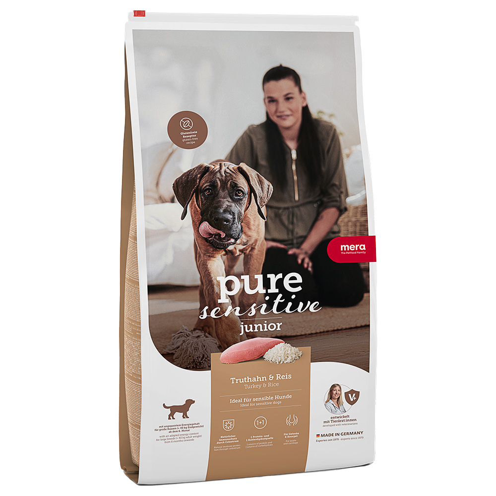 foto del prodotto mera pure sensitive junior tacchino riso crocchette cane 12,5 kg