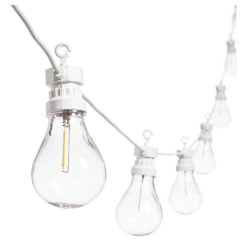foto del prodotto mercury catena prolungabile, lampadine con filamenti luce naturale cordoniera per esterni nero 10 mt 60 mm