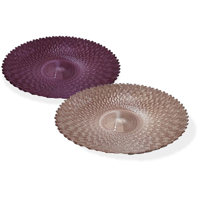 foto del prodotto mercury piatto decorato centrotavola fashion in vetro per tavola natalizia da 40 cm rosa