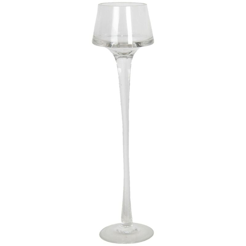 foto del prodotto mercury portacandela svasato stelo in vetro trasparente decorazione per interno da 35 cm