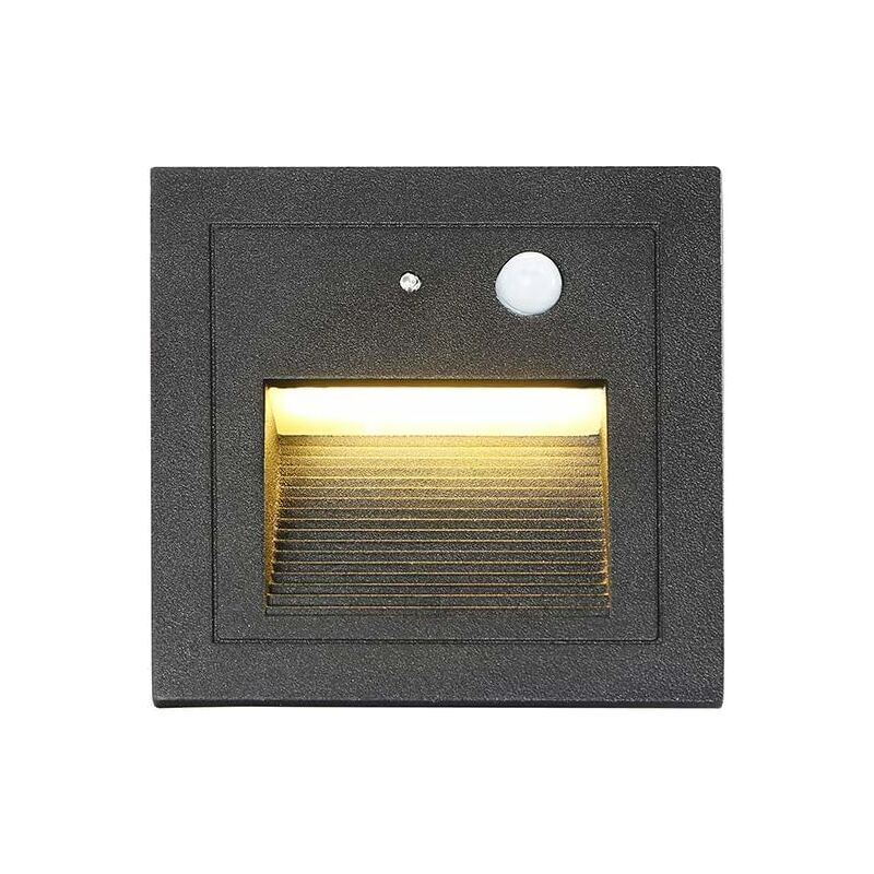 foto del prodotto mereteet confezione da 1 faretto da incasso a parete a led da 3 w, luce da parete, luce per scale, sensore di movimento, luce da incasso a
