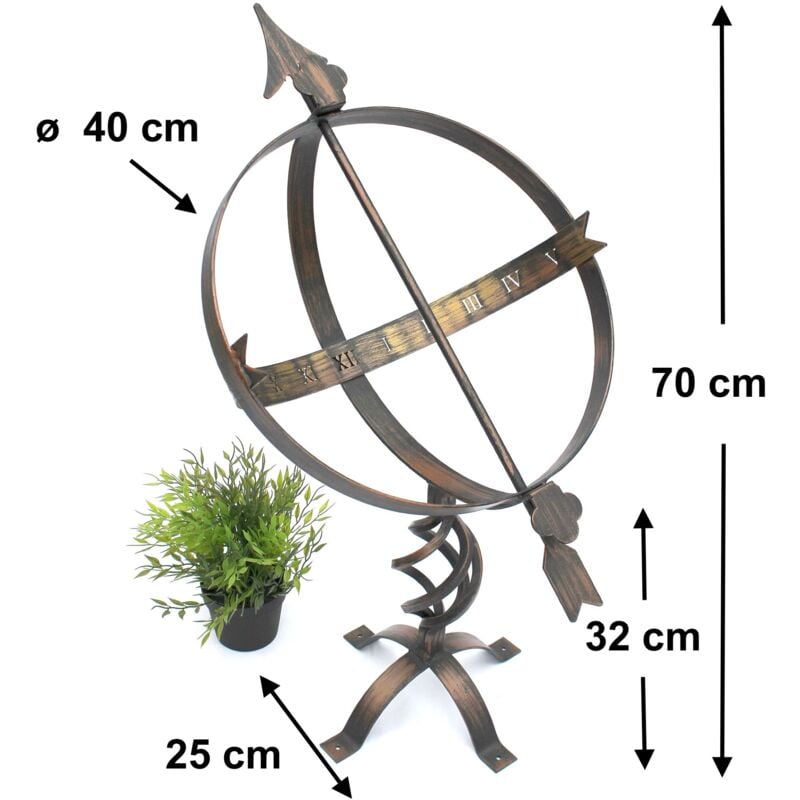 foto del prodotto meridiana da giardino grande in metallo patinato in ferro battuto deco resistente alle intemperie 70 cm orologio da giardino dandibo