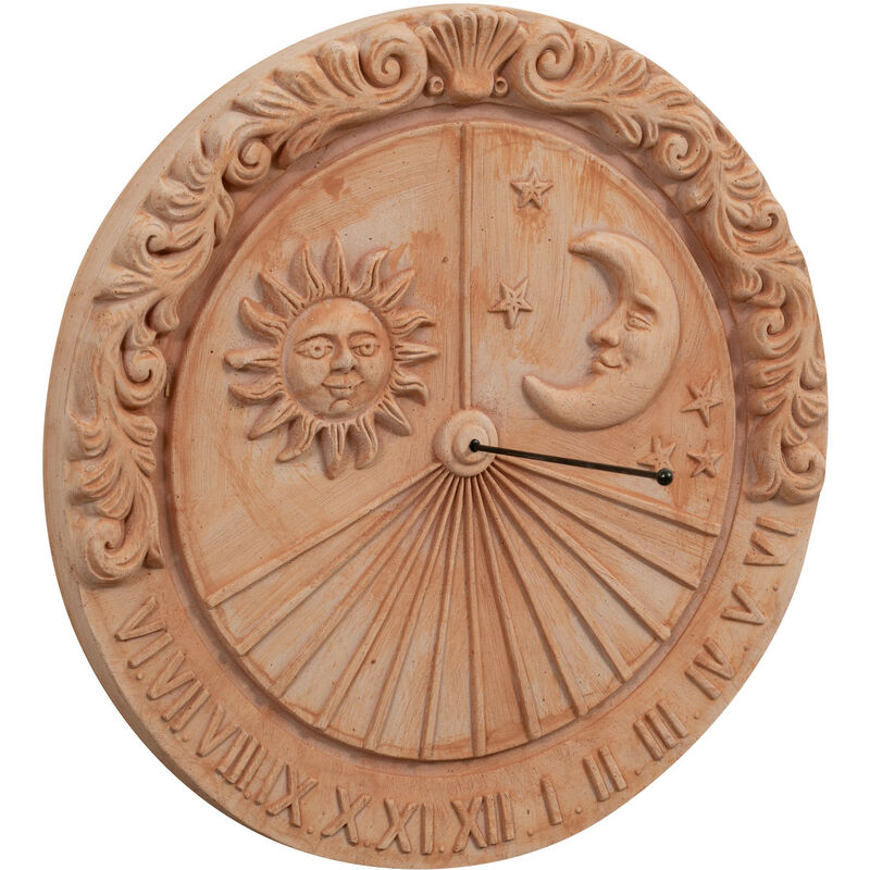 foto del prodotto meridiana in terracotta da muro meridiana solare da appendere made in italy lavorata a mano decorazione da giardino anti gelo