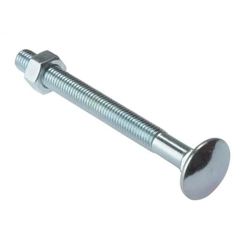 foto del prodotto merriway bh04826 bullone a testa tonda e quadro sottotesta con dado, finitura zincata, m6, bianco, pack of 10, set di 10 pezzi
