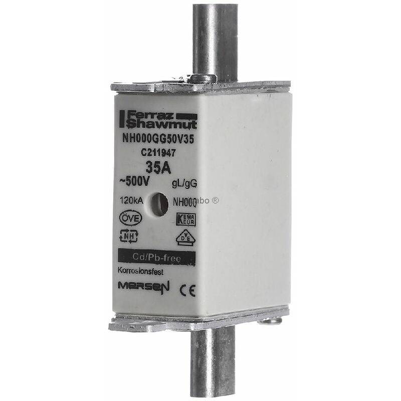 foto del prodotto mersen fusibile hrc a bassa tensione nh0 35a