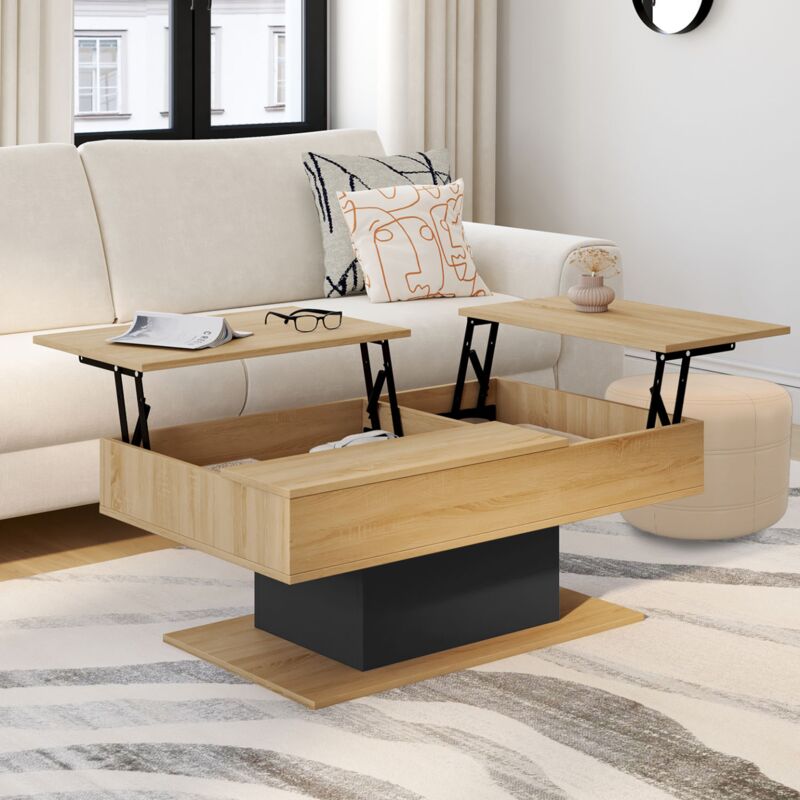 immagine 0 del prodotto mesa de centro con 2 tableros elevables eden madera y negro