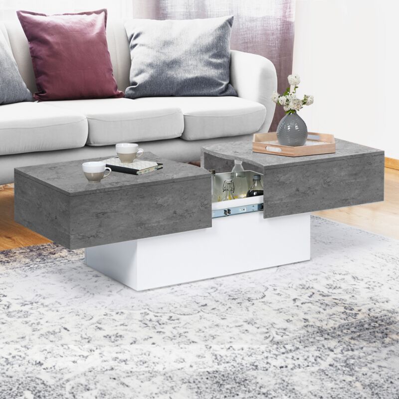 foto del prodotto mesa de centro corredera marta de madera blanca con tapa de hormig n de imitaci n