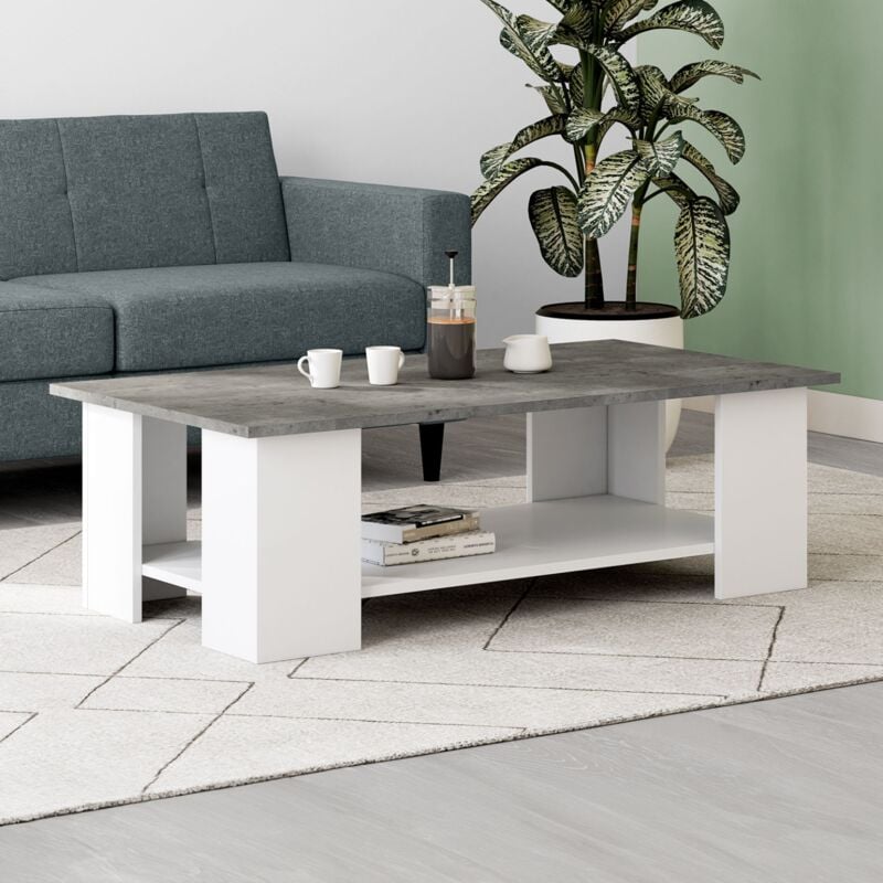 foto del prodotto mesa de centro rectangular blanca eli con tablero efecto hormig n 100 cm