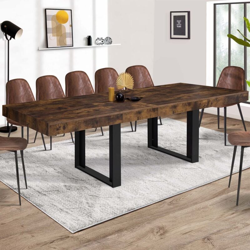 foto del prodotto mesa de comedor extensible phoenix 6 12 personas madera envejecida y negra 200 300 cm