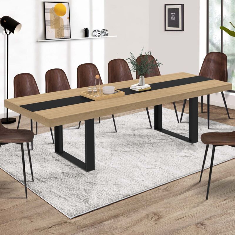 foto del prodotto mesa de comedor extensible phoenix 6 12 personas madera y banda central negra 200 300 cm