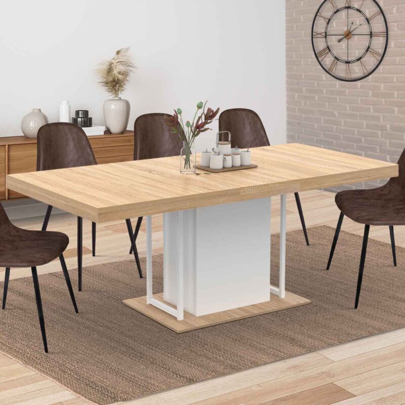 foto del prodotto mesa de comedor extensible ugo 6 10 personas haya y blanco 160 200 cm dise o industrial