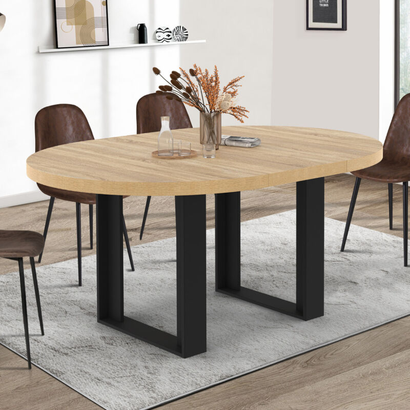 foto del prodotto mesa de comedor redonda extensible phoenix 4 6 personas madera y negro 110 150 cm