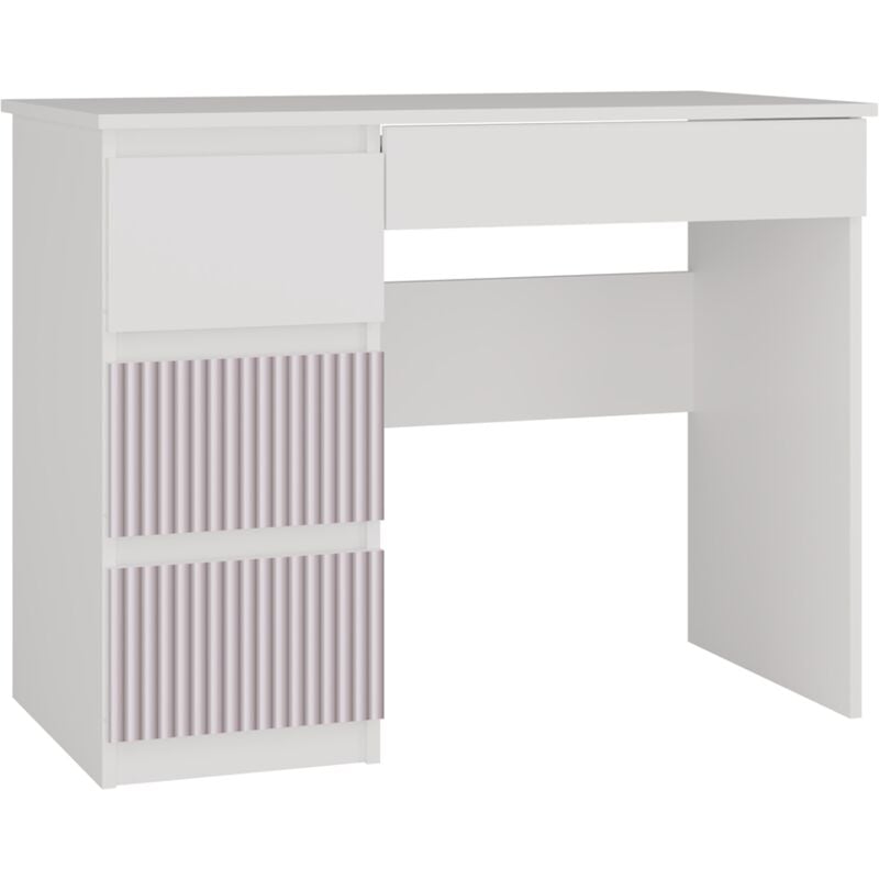 foto del prodotto meso scrivania in stile moderno camera dei bambini 98x51x76 cm 4 cassetti a sinistra bianco e rosa