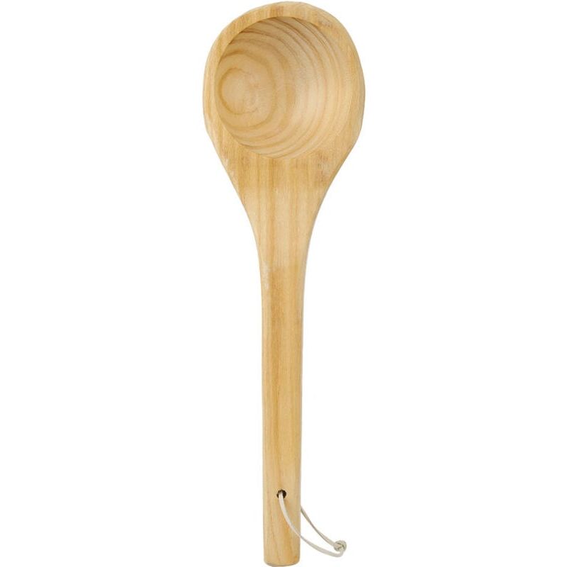 foto del prodotto mestolo per sauna, cucchiaio fatto a mano, cucchiaio singolo per sauna, mestolo per sauna in legno, cucchiaio per acqua in legno per sauna