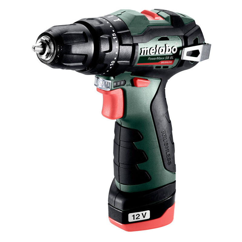 foto del prodotto metabo - 12 v cordless powermaxx sb bl 2 x 2,0 ah li-power set trapano a percussione, lc12