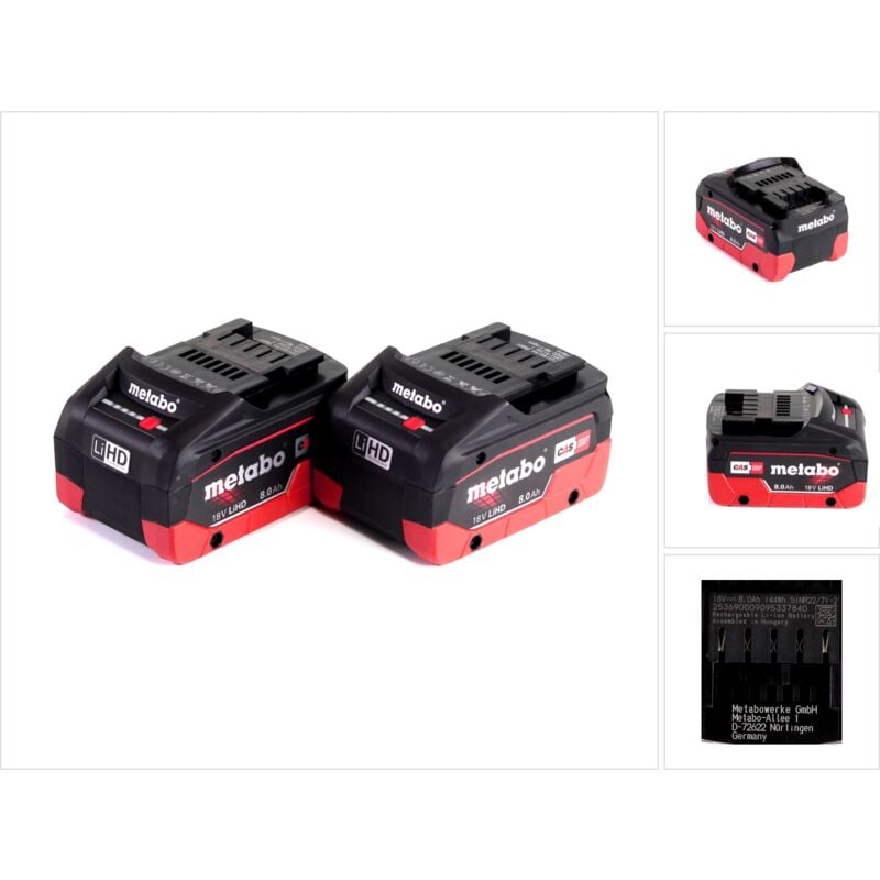 foto del prodotto metabo 2x batterie 8.0 ah 18v lihd 625369000 
