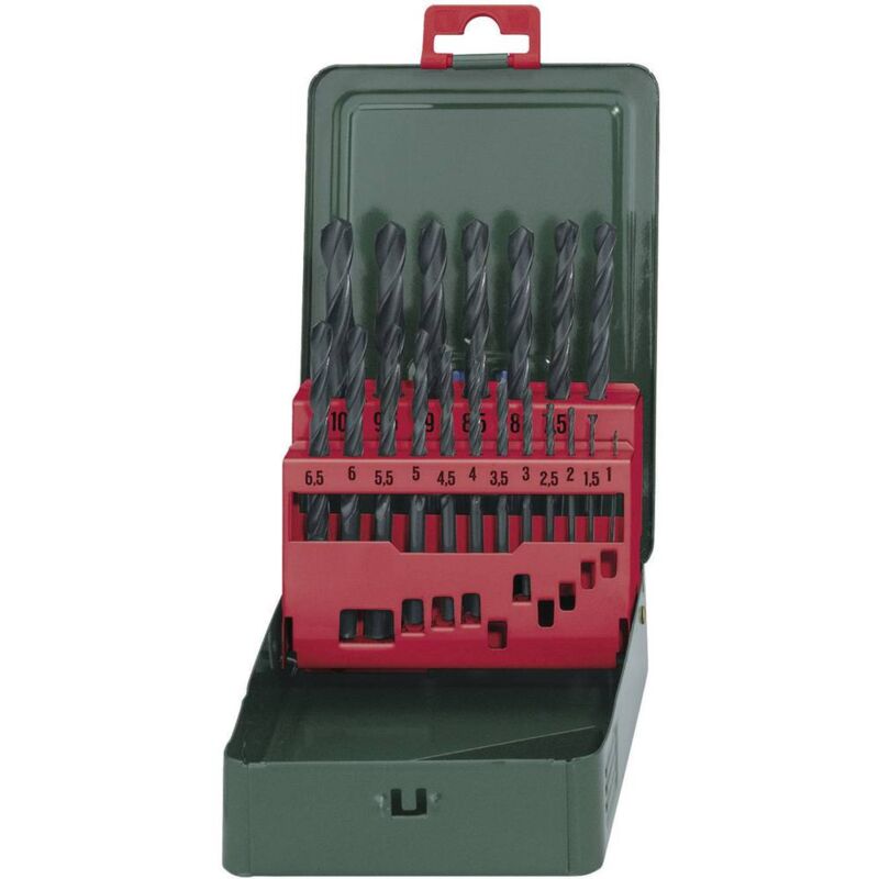 foto del prodotto metabo 627151000 hss kit punte a spirale da metallo 19 parti forgiato din 338 alberino cilindrico 1 kit