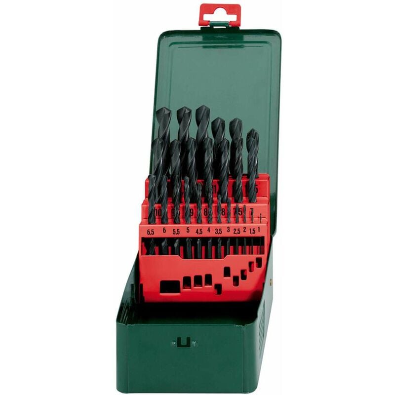 foto del prodotto metabo - 627152000 hss kit punte a spirale da metallo 25 parti forgiato din 338 alberino cilindrico 1 kit