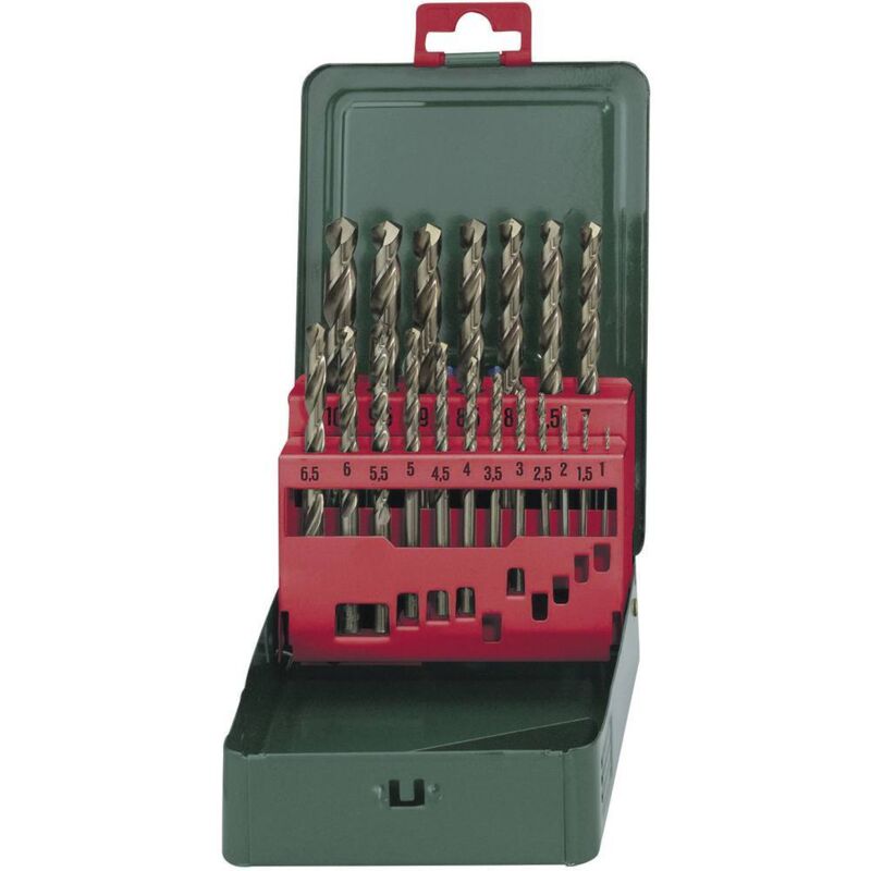 foto del prodotto metabo 627157000 hss kit punte a spirale da metallo 19 parti cobalto din 338 alberino cilindrico 1 kit