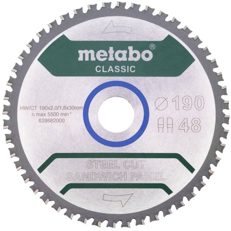 foto del prodotto metabo 628684000 lama circolare 190 x 30 mm numero di denti 48 1 pz.