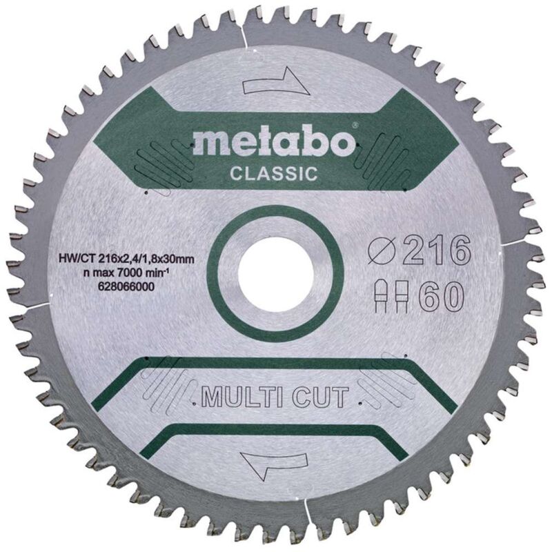 foto del prodotto metabo accessori lama circolare multi cut classic, 216x30 mm, z60 628066000