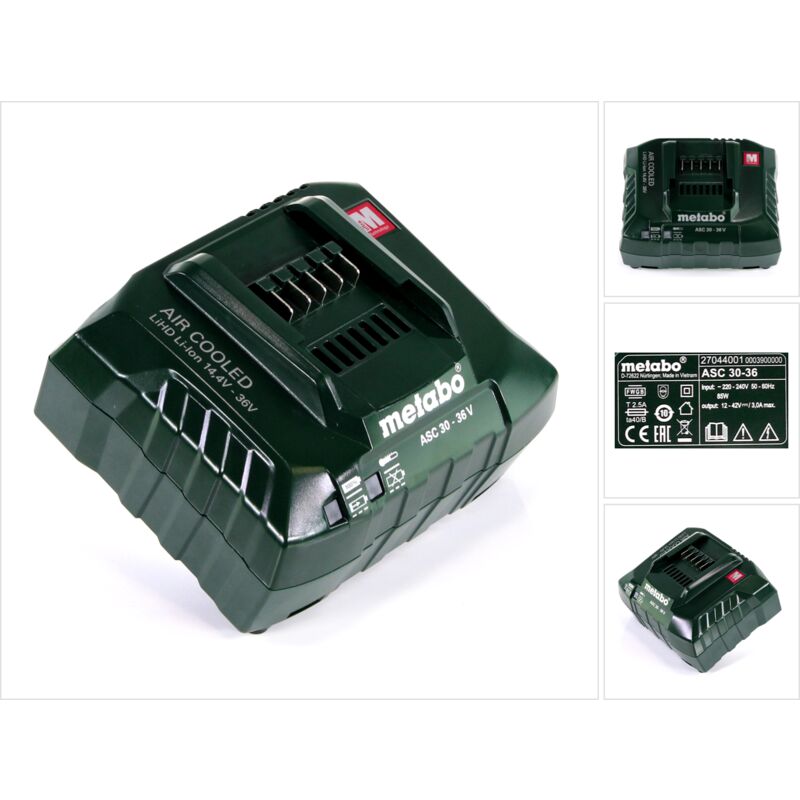 foto del prodotto metabo asc 30 36 v caricabatterie air cooled da 14,4 36v 627044000 