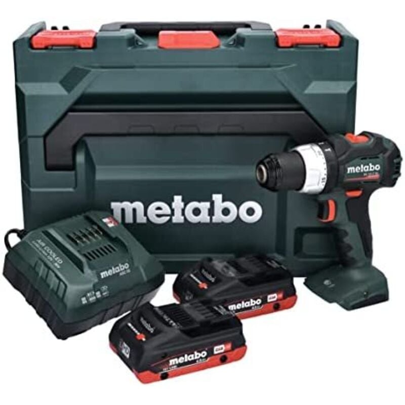 foto del prodotto metabo bs 18 lt bl trapano avvitatore a batteria valigetta in plastica 18v 2x4ah lihd asc 55