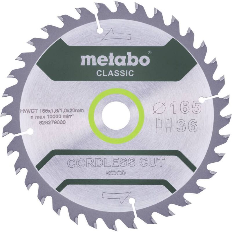 foto del prodotto metabo cordless cut wood classic 628279000 lama circolare 165 x 20 x 1 mm numero di denti 36 1 pz.