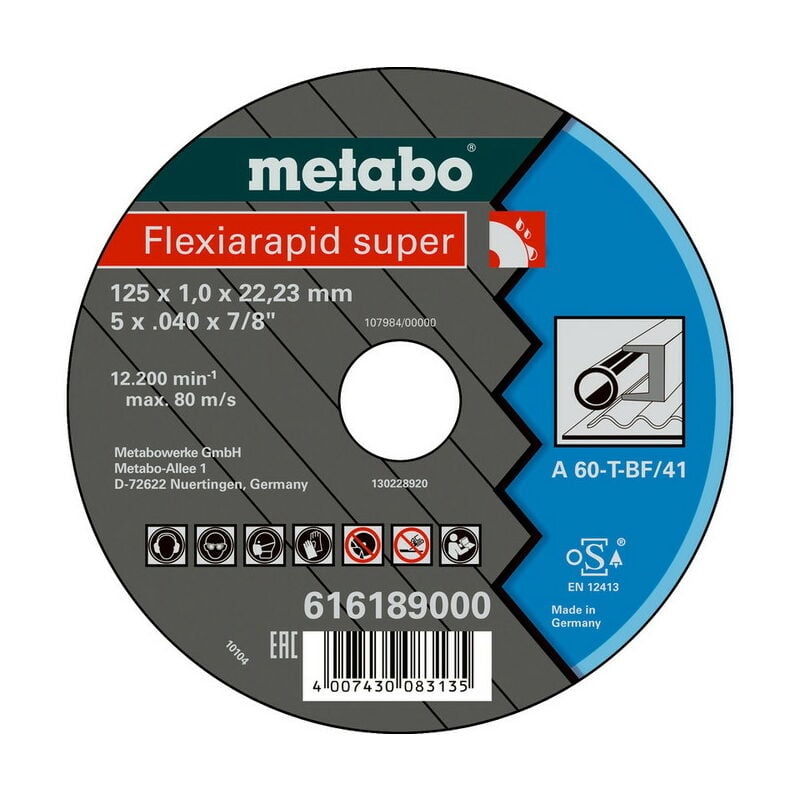 foto del prodotto metabo dischi flexiamant super cut off 125x1.0x22.2 in acciaio