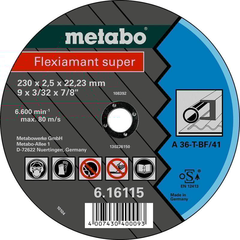 foto del prodotto metabo dischi flexiamant super cut off 125x2.0x22.2 in acciaio