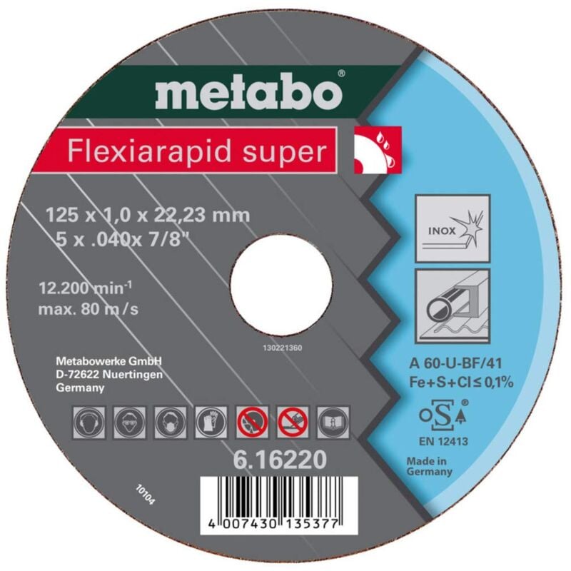 foto del prodotto metabo, disco troncatore a60 u bf 180x1,6, piatto, 1 unit 