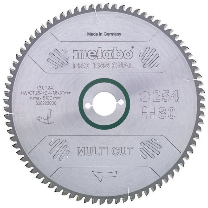 foto del prodotto metabo hw ct 254x30 80 fz tz 628223000 lama circolare in metallo duro 254 x 30 x 1.8 mm numero di denti 80 1 pz.