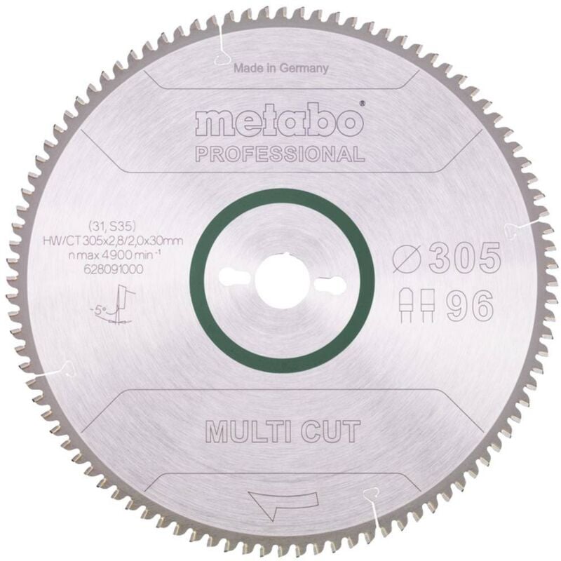 foto del prodotto metabo hw ct 305x30 96 fz tr5 628091000 lama circolare in metallo duro 305 x 30 x 2 mm numero di denti 96 1 pz.