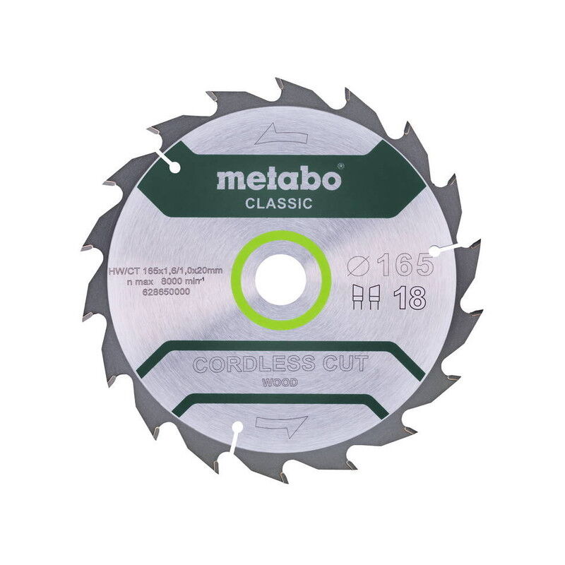 foto del prodotto metabo lama classica cordless cut wood hw ct 165x20, 18 wz 20 per sega circolare
