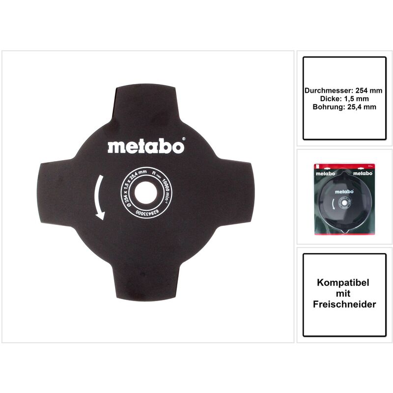 foto del prodotto metabo lama per erba a 4 denti 628433000 254 x 1,5 x 25,4 mm per decespugliatori
