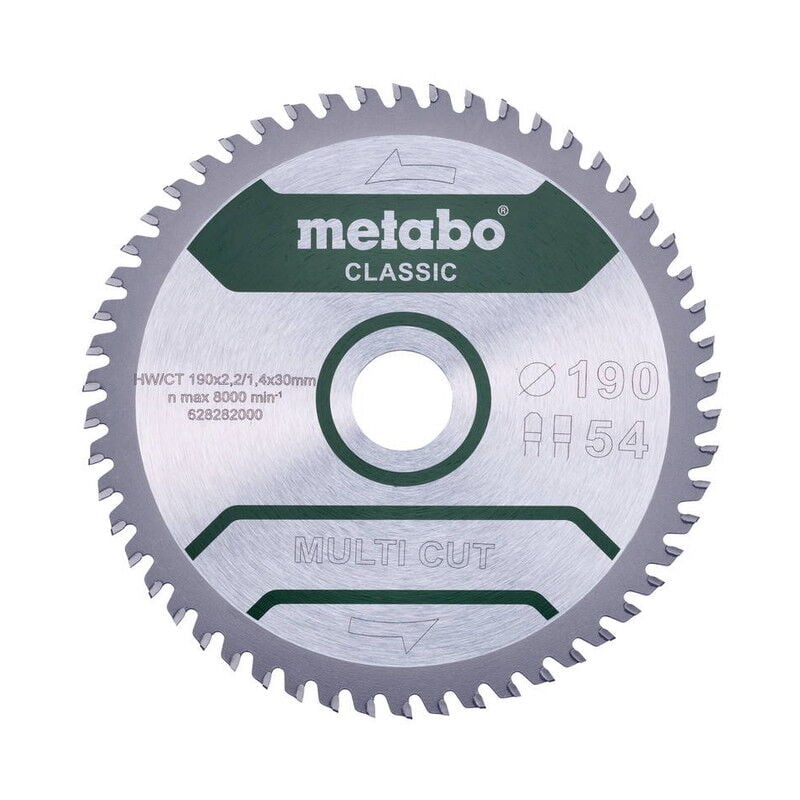 foto del prodotto metabo lama per sega circolare classico multi taglio hw ct 190x30, 54 fz tz 5 