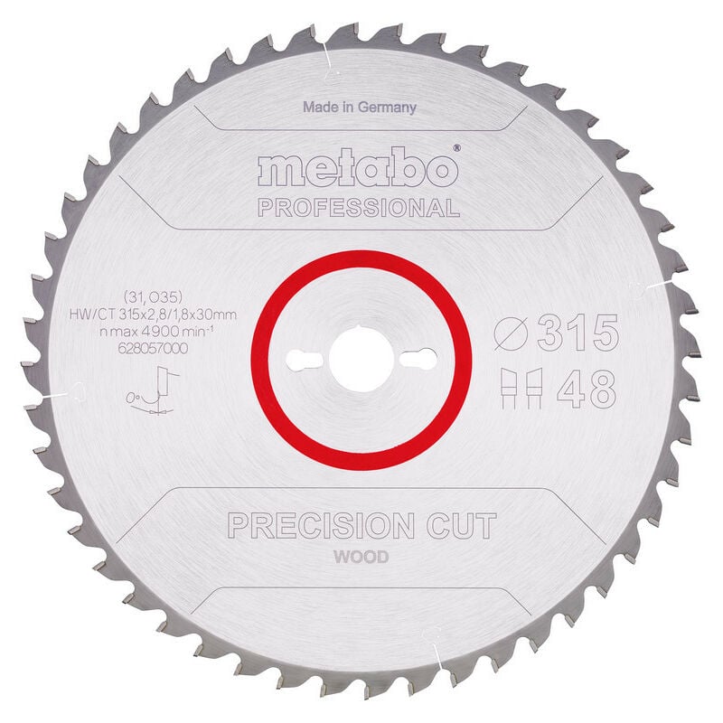 foto del prodotto metabo lama per sega circolare hw ct 315x2,8x30 mm 48 wz 0