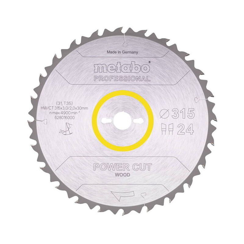 foto del prodotto metabo lama per sega circolare pro power cut wood hw ct 315x30, 24 wz 20 