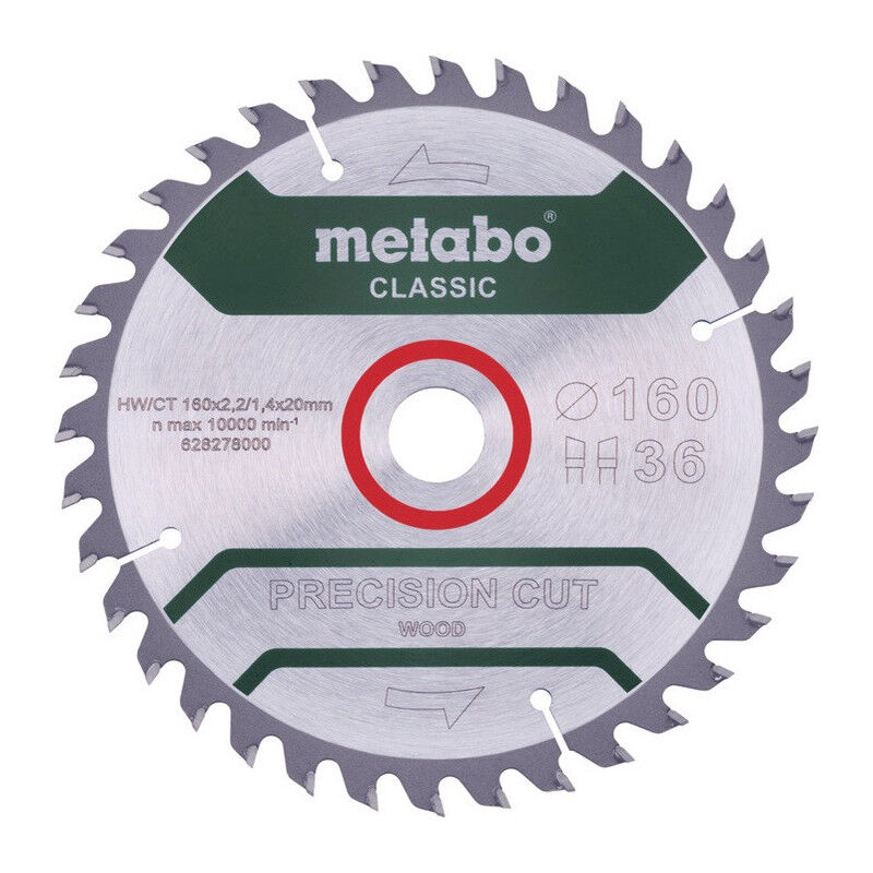 foto del prodotto metabo lame de scie circulaire bois de coupe de pr cision classique d165x2.2 1.4xbore 20mm z.36 wz