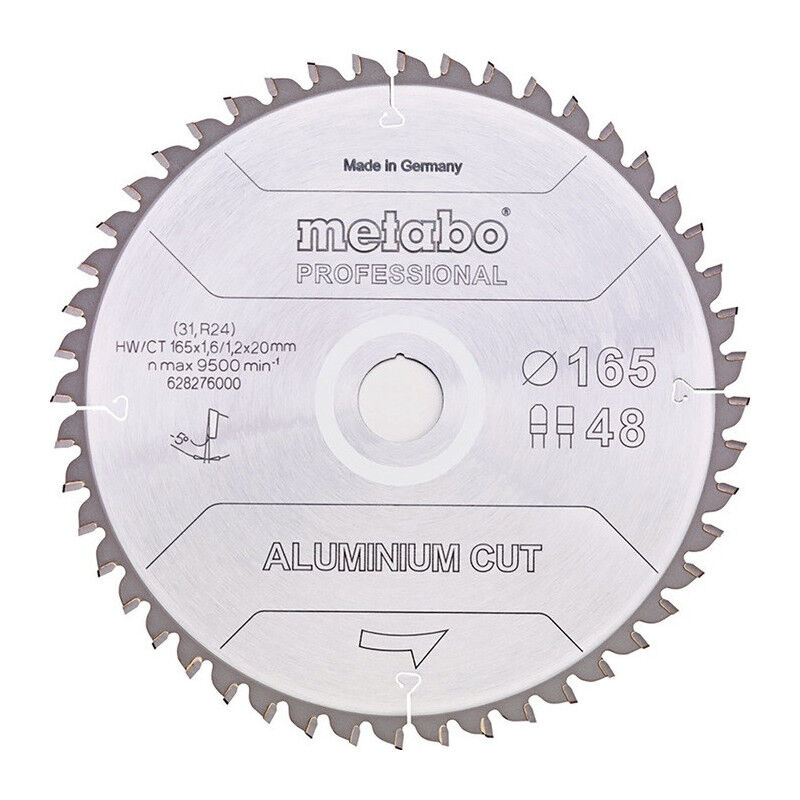 foto del prodotto metabo lame de scie circulaire d165x paisseur 1,2xal sage 20mm fz tr z. 48 angle de coupe 5 degr s