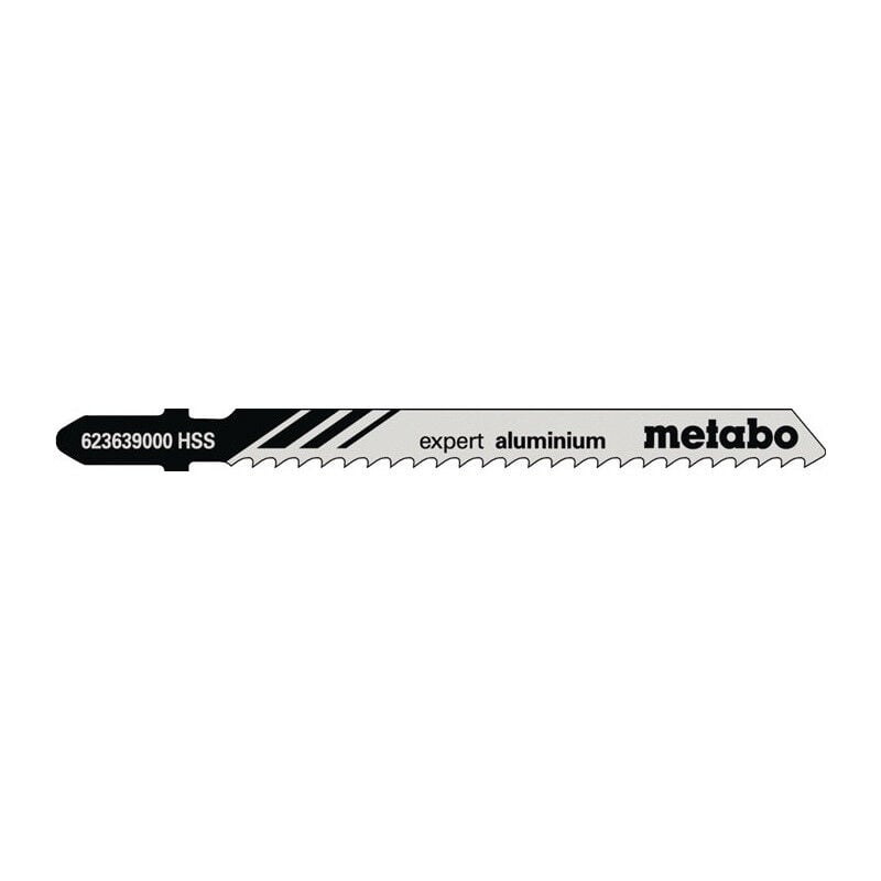 foto del prodotto metabo lames de scie sauteuse expert en aluminium longueur utile 74mm dents 3mm hss congel es. crit 5 pi ces