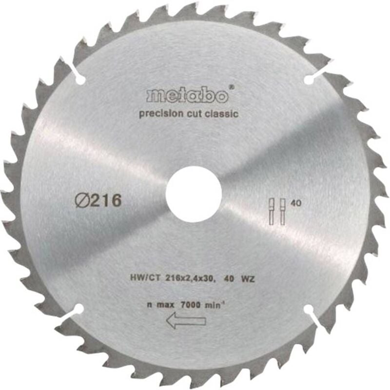foto del prodotto metabo precision cut wood classic 628060000 lama circolare 216 x 30 x 1.8 mm numero di denti 40 1 pz.