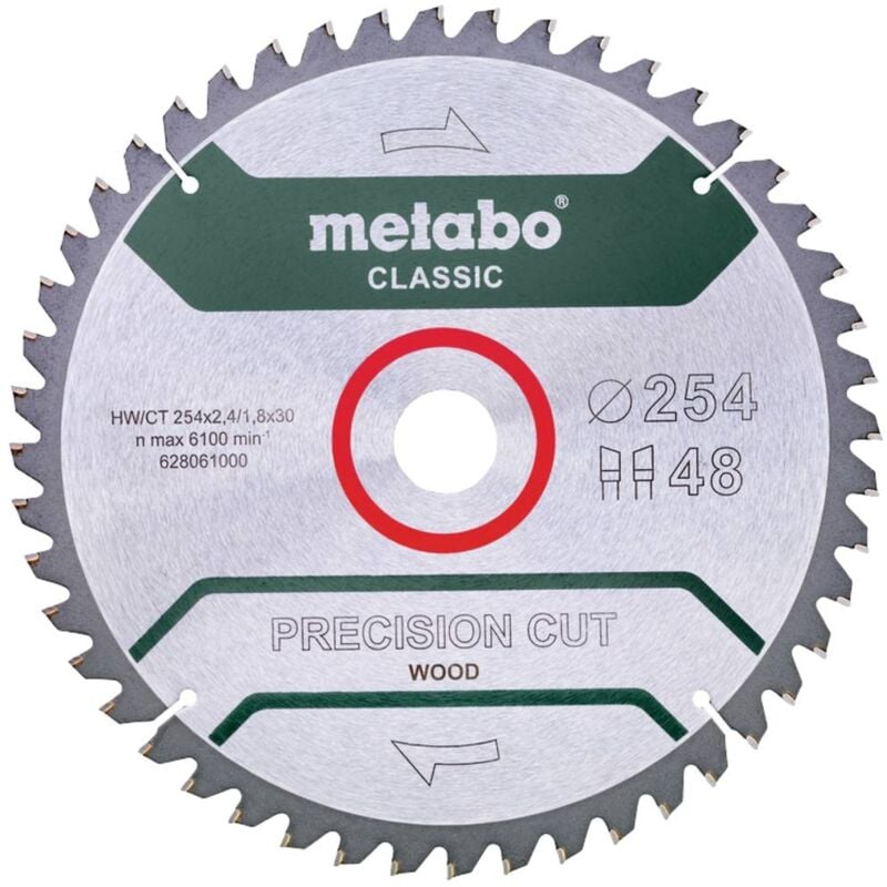foto del prodotto metabo precision cut wood classic 628061000 lama circolare 254 x 30 mm numero di denti 48 1 pz.