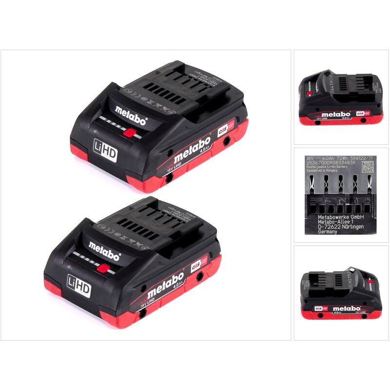 foto del prodotto metabo set 18v 2x batterie lihd da 4,0 ah 625367000 