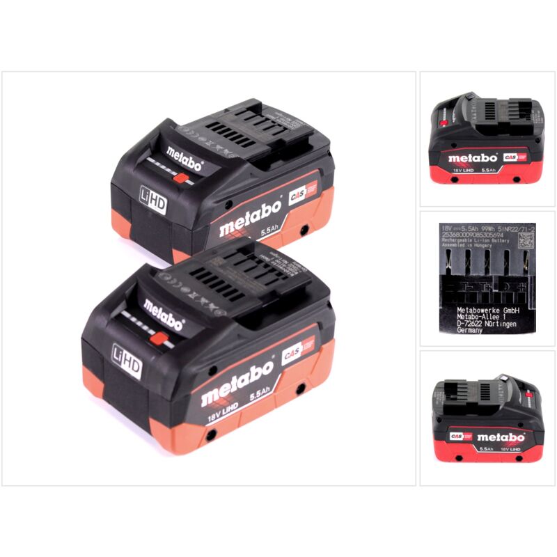 foto del prodotto metabo set 18v 2x batterie lihd da 5,5 ah 625368000 