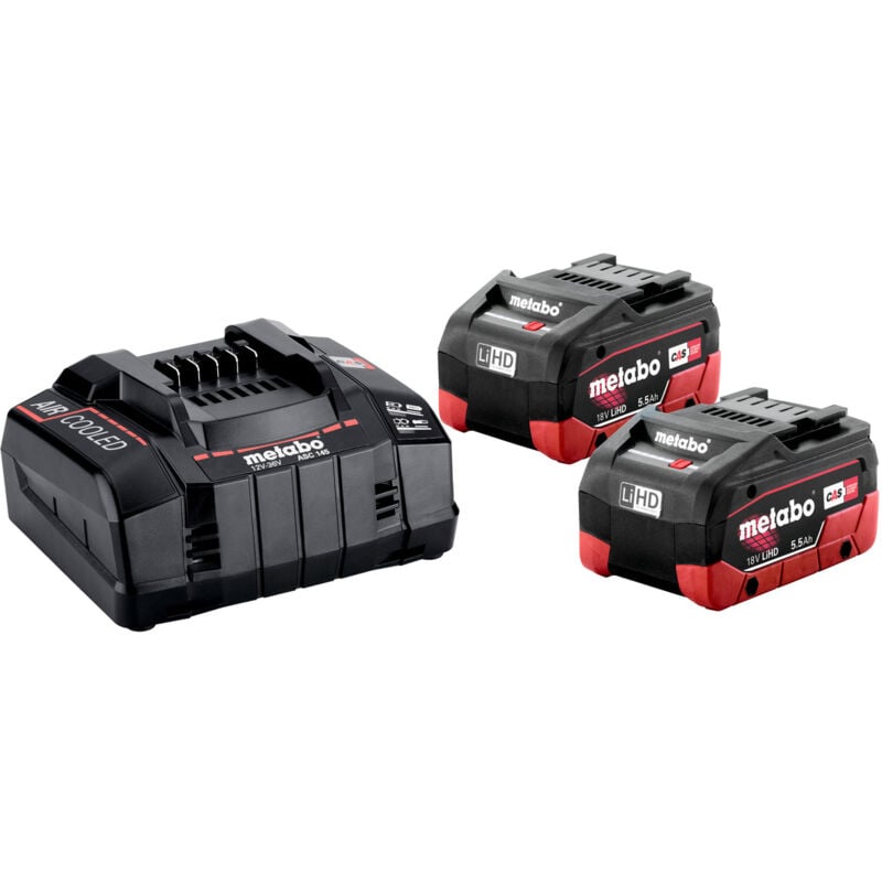 foto del prodotto metabo set base 2x 18v lihd 5,5 ah 625368000 caricatore asc 145 in scatola