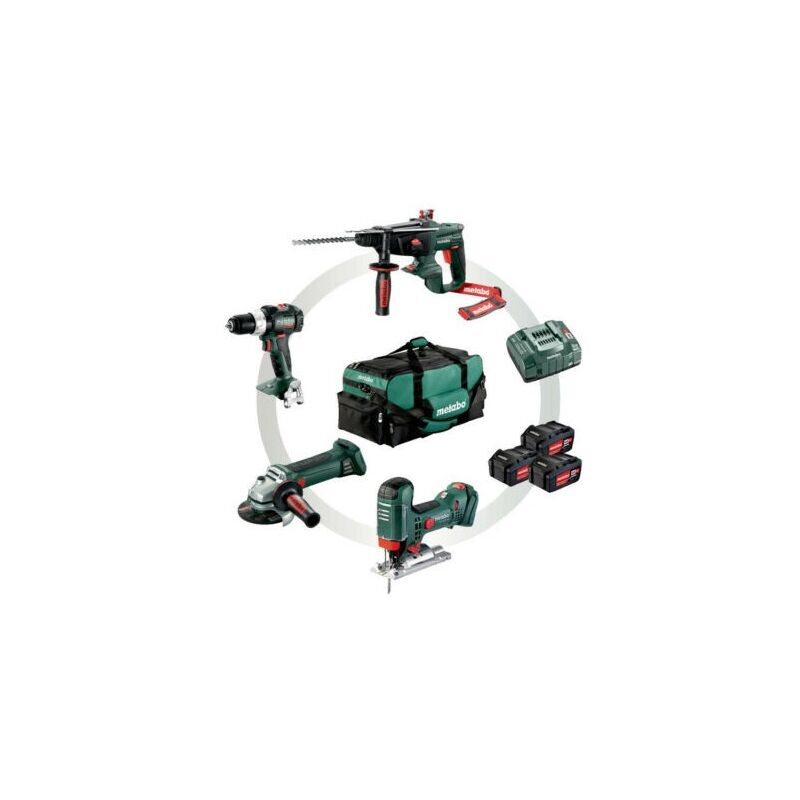 foto del prodotto metabo set combo 4.3 avvitatore a percussione smerigliatrice angolare martello combinato sega alternativa a batteria