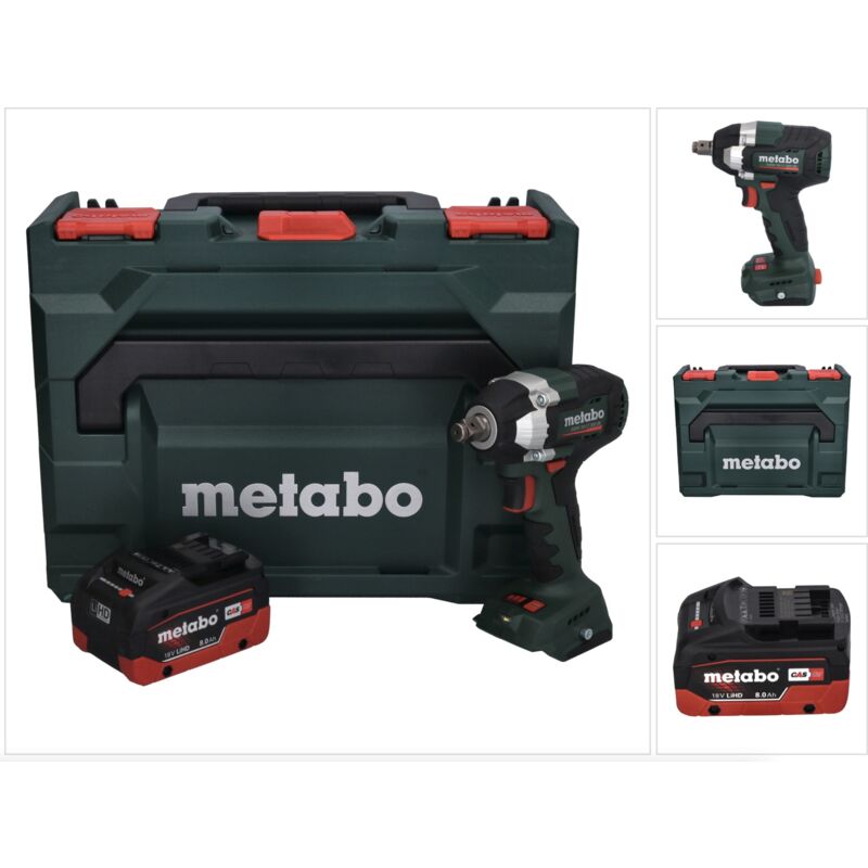 foto del prodotto metabo ssw 18 lt 300 bl 18 v 300 nm avvitatore a impulsi senza fili 1x batteria 8,0 ah metabox senza caricatore